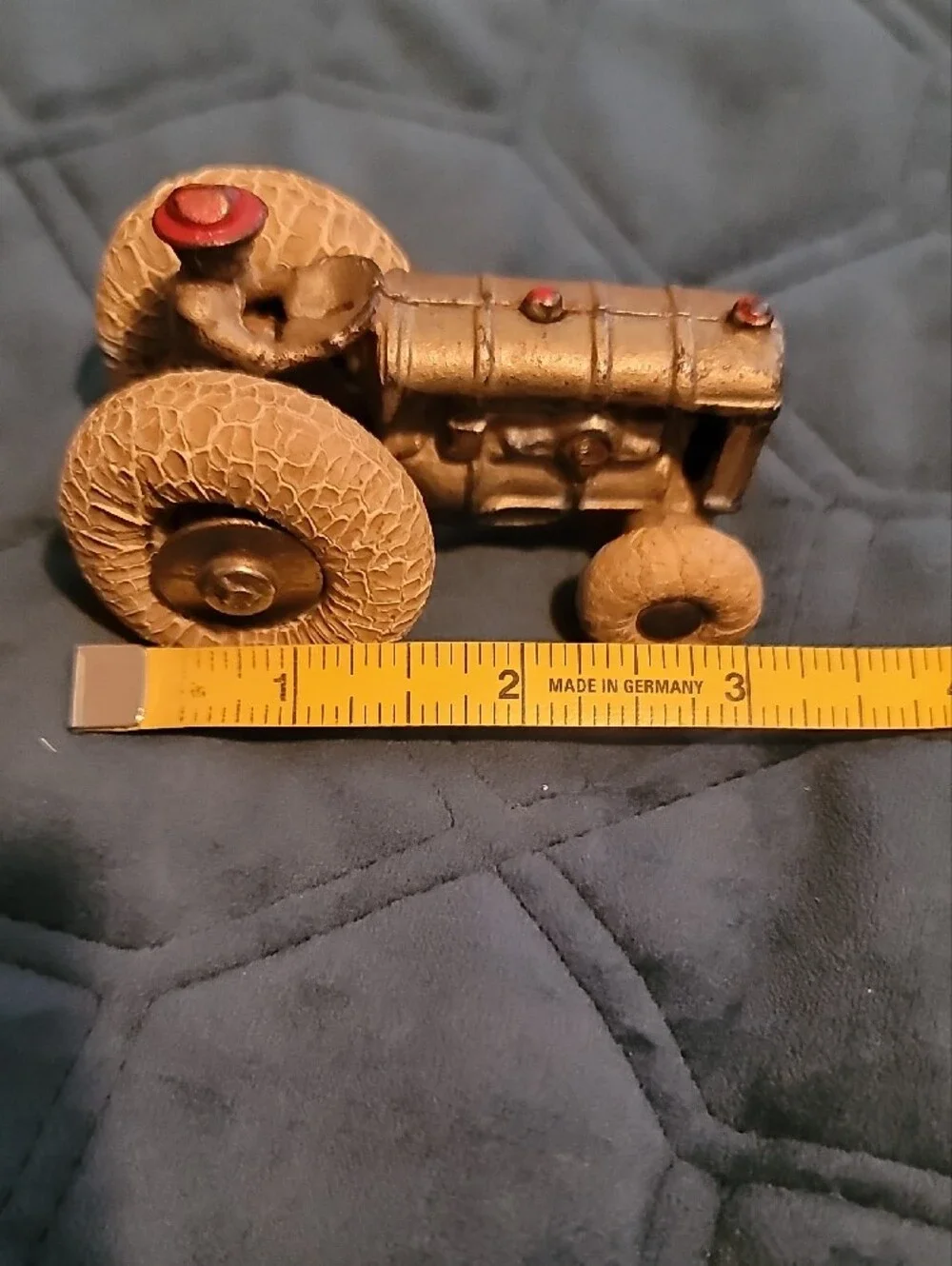 Antique-Style Kids Toy Tractor in Beige with Red Accents
